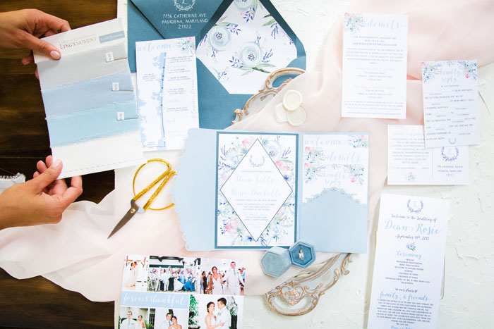 Flat Lay Styling Accessories and props for wedding invitations